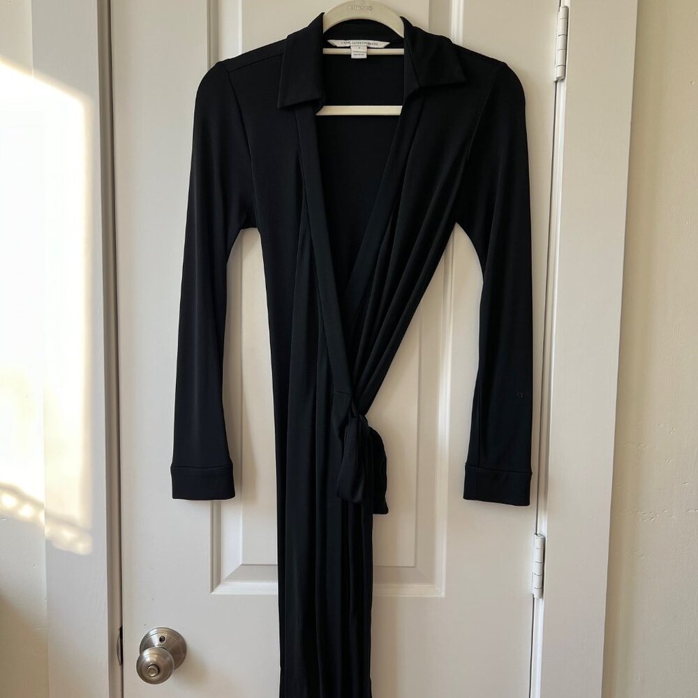 Diane Von Furstenburg Classic Wrap Dress, Black, Size 4